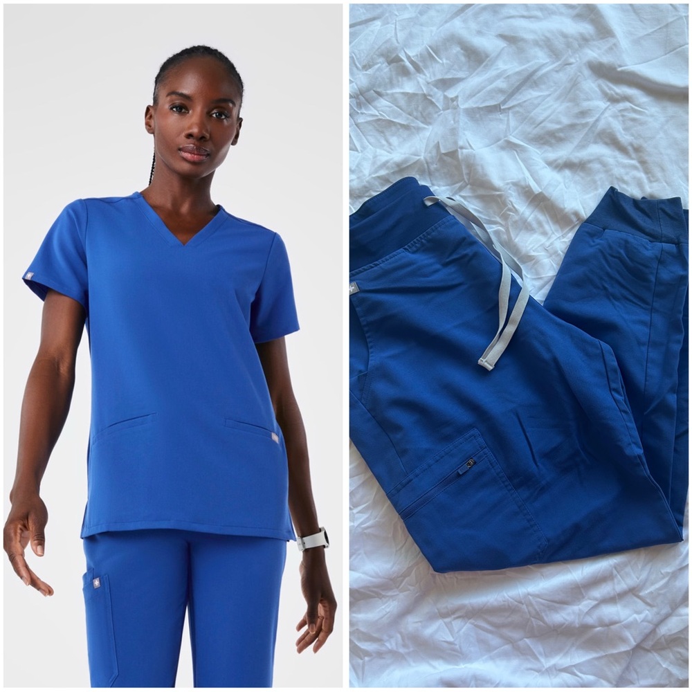 Figs Technical Blue collection Scrub Top and pants size Large